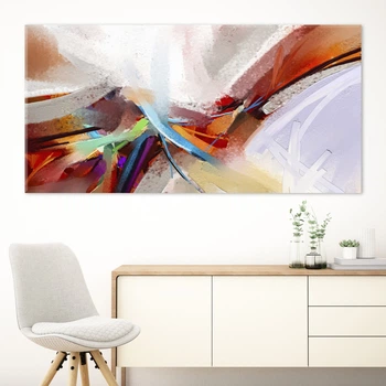 Картина Холстович Yellow Red Modern Art 30х60 см. Картина с абстракцией на стену для офиса, гостиной, кухни, спальни, интерьера