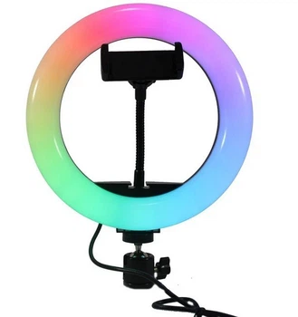 Різнобарвна селфи-лампа Led кільце Ring Light MJ20 RGB 20 см з тримачем для смартфона