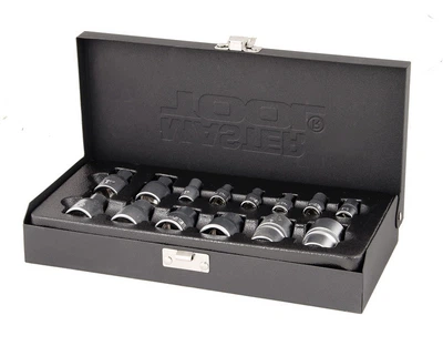 Набір насадок торцевих MASTERTOOL CRV E-TORX 14 шт 1/4"-4/5/6/7/8/10 мм 1/2"-10/11/12/14/16/18/20/22 мм