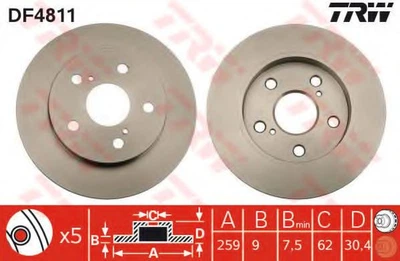 Диск тормозной TOYOTA AURIS 1.4-1.6 07- задн. (выр-во TRW) TRW (DF4811)