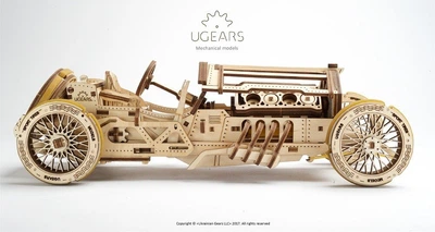 Механический 3D пазл UGEARS Спорткар U-9 Гран-при (70044)