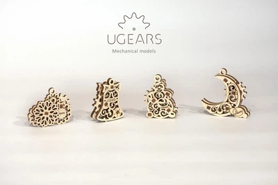 Механический 3D пазл UGEARS Фиджеты-Рождественники. Набор из 4 шт. (70042)