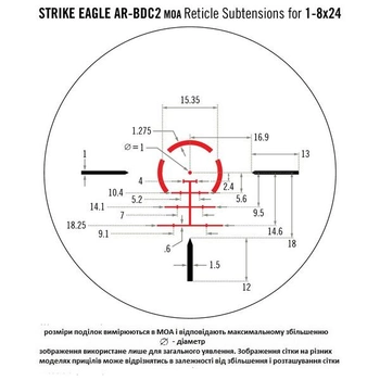 Прицел оптический Vortex Strike Eagle 1-8x24 (AR-BDC2 IR) Vrtx(S)
