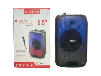 Колонка музыкальная портативная Bluetooth RX-6168 8165 с LED-подсветкой micro USB Черная