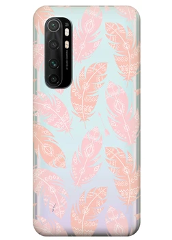 Прозрачный силиконовый чехол iSwag для Xiaomi Mi Note 10 Lite с рисунком Розовые перья (KS3502)