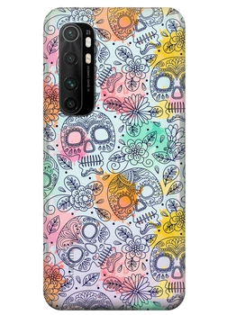 Прозрачный силиконовый чехол iSwag для Xiaomi Mi Note 10 Lite с рисунком Красочные черепа (KS3546)