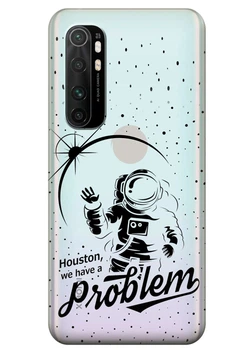 Прозрачный силиконовый чехол iSwag для Xiaomi Mi Note 10 Lite с рисунком Космонавт с проблемой (KS3556)