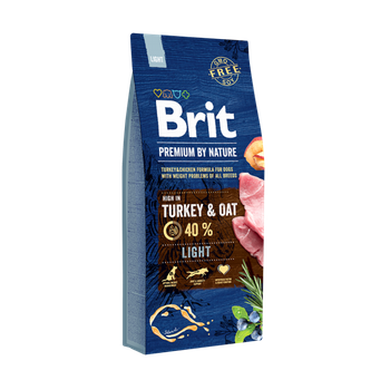 Сухой корм для собак всех пород с избыточным весом Brit Premium Light со вкусом индейки 15 кг