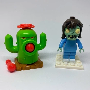 Конструктор фигурка Зомби и стрелялка Кактус Plants vs Zombie 2 в 1