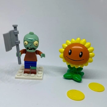 Конструктор фигурка Зомби и стрелялка Подсолнух Plants vs Zombie 2 в 1