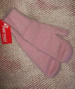 Варежки женские тёплые шерсть ангора Fans caps faschion style One Size розовый