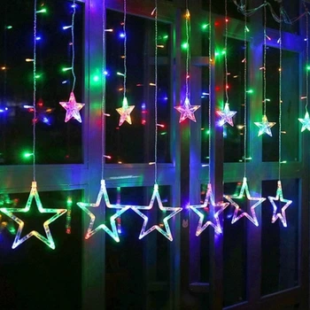 Гирлянда 120L Сосульки звезды ширина 3М разноцветное свечение 165-CL48RGB