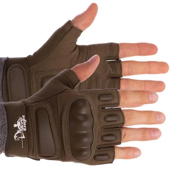 Тактичні рукавички з відкритими пальцями SILVER KNIGHT розмір XL оливкові BC-7053