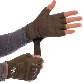 Тактичні рукавички з відкритими пальцями SILVER KNIGHT розмір XL оливкові BC-7053