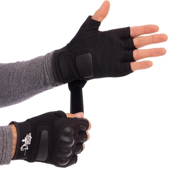Тактические перчатки с открытыми пальцами SILVER KNIGHT размер XL черные BC-7053