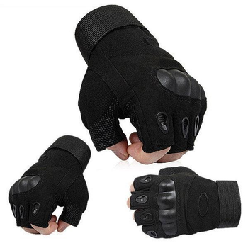 Тактичні рукавички з відкритими пальцями та посиленим протектором OAKLEY Розмір M чорні BC-4624