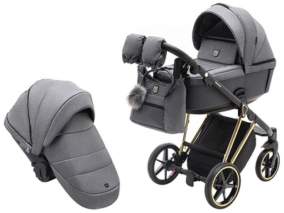 Коляска 2 в 1 Adamex Belissa Special Edidion (Gold) PS-608 графит - графит кожа (перфорация)