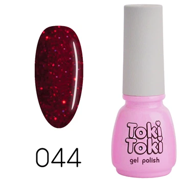 Гель-лак з блискітками (вишневий) 044 Toki Toki 5 мл