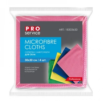 Серветки із мікрофібри PRO service Standard 30*30 см, для скла мікс, 4 шт Pro-Service 18303650