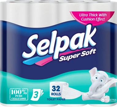 Туалетная бумага, целлюлоза, 3 слоя, Selpak Super Soft 32761800