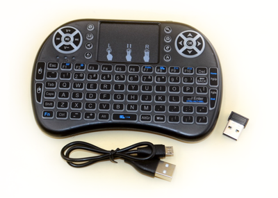 Бездротова клавіатура з підсвічуванням UKC Mini i8 акумуляторна з TouchPad + підсвітка RGB. Чорний