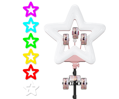 LED лампа XPRO LIVE LIGHT RK-52 студийная 360° светодиодная с штативом Звезда Розовоя 47 см для смартфонов (957_1587)