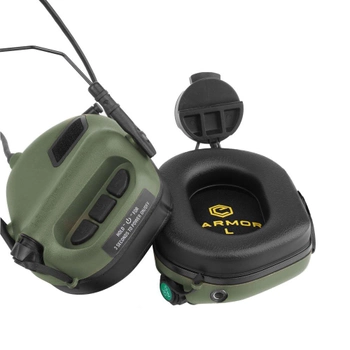 Активні тактичні навушники Earmor M31H для шоломів FAST та напрямних ARC Helmet Rails. Coyote Tan. EM-M31H-COY