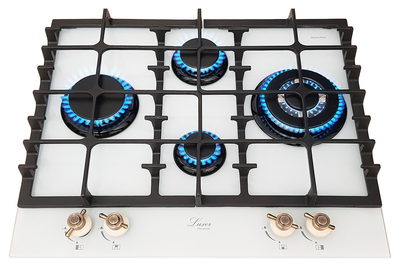 Варильна поверхня газова Luxor RG 680 WH Gold exclusive Blütenweiß + підставка WOK у подарунок білий