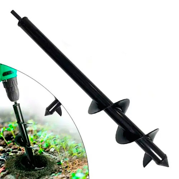 Бур садовий земляний для дриля, спіральне свердло 8x45см (116998)