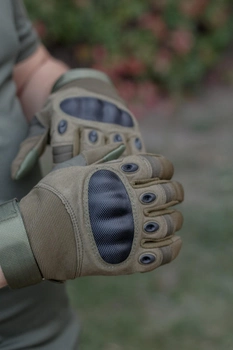 Тактичні рукавиці Bezet SMART Touch закриті повнопалі L Зелені