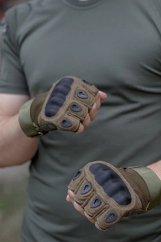 Тактичні рукавиці Bezet SMART Touch відкриті повнопалі M Зелені
