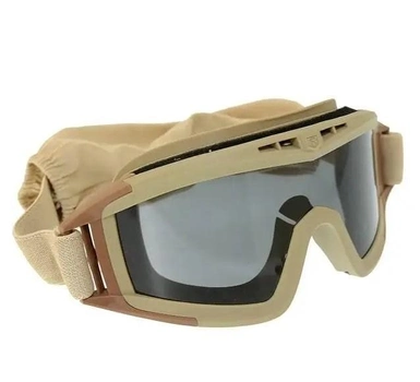 Очки тактические маска Combat (3 стекла в комплекте) Баллистическая Военная маска Койот