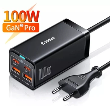 Блок питания Baseus GaN3 Pro 100W (2xUSB, 2xType-C) Quick charge для MacBook/Asus/Lenovo/HP/Google/Huawei/Samsung