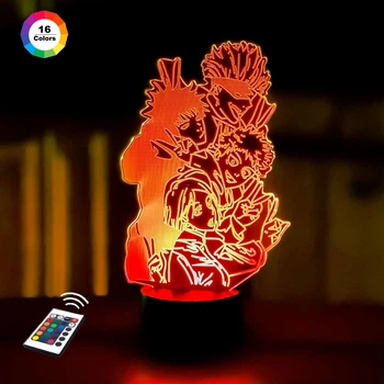 3D ночник "Персонажи Магическая Битва" (УВЕЛИЧЕННОЕ ИЗОБРАЖЕНИЕ) подарочная упаковка + 16 цветов + пульт ДУ + сетевой адаптер&nbsp;+ батарейки (3ААА) &nbsp;3DTOYSLAMP