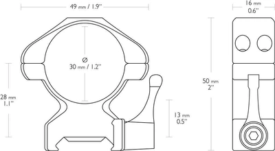 Быстросъемные кольца Hawke Precision Steel (30 мм) High на Weaver/Picatinny