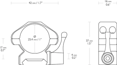 Быстросъемные кольца Hawke Precision Steel (25.4 мм) Low на Weaver/Picatinny