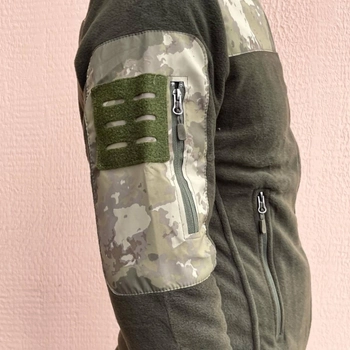 Кофта флисовая мужская военная тактическая с липучками под шевроны ВСУ (ЗСУ) Мультикам Турция L 7122 хаки TR_1428
