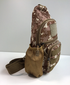 Рюкзак однолямочный - военная сумка через плечо LeRoy Tactical цвет - светлый пиксель
