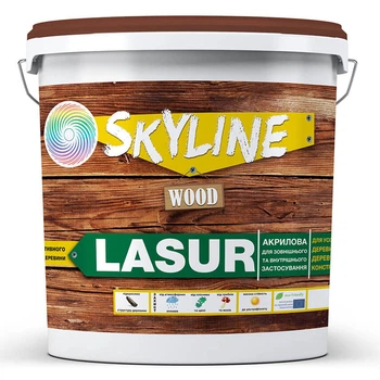 Лазурь декоративно-защитная для обработки дерева LASUR Wood SkyLine Бесцветная 3л