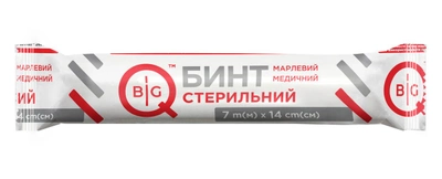 Бинт стерильный марлевый медицинский BigQ 7м х 14см, тип 17