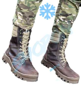 Берці зимові черевики тактичні чоловічі, туфлі тактичні чоловічі берці зимові, натуральна шкіра, розмір 44, Bounce ar. BЕ-ВА-1044, колір коричневий