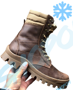 Берцы зимние ботинки тактические мужские, черевики тактичні чоловічі берці зимові, натуральна шкіра, размер 41, Bounce ar. BЕ-ВА-1041, цвет коричневий