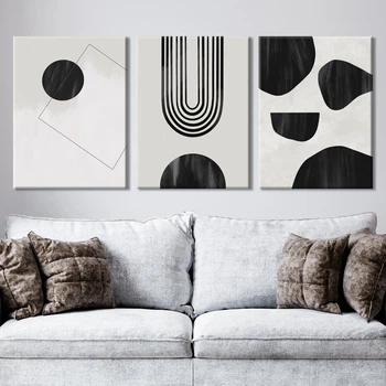 Модульна картина Холстович Unique Shapes 225х100 см. Інтер'єрна картина абстракція для вітальні, спальні, кухні, офісу