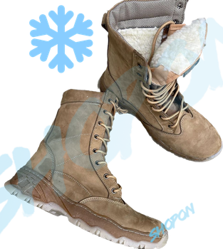 Берцы зимние ботинки тактические мужские, черевики тактичні чоловічі берці зимові, натуральна шкіра, размер 45, Bounce ar. MO-TH-1445, цвет койот