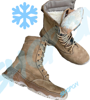 Берці зимові черевики тактичні чоловічі, туфлі тактичні чоловічі берці зимові, натуральна шкіра, розмір 43, Bounce ar. MO-TH-1443, колір койот