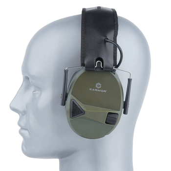 Тактичні навушники з активним шумоподаленням Earmor M30-FG. Foliage Green