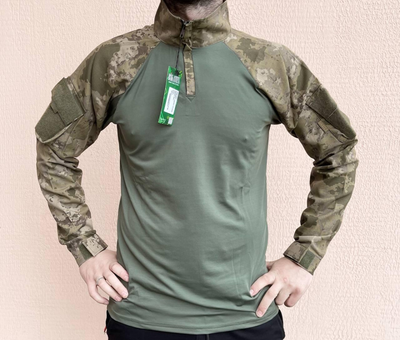 Рубашка мужская военная тактическая с липучками ВСУ (ЗСУ) Турция Ubaks Убакс 7295 XL 52 р хаки (SKU_4363404)