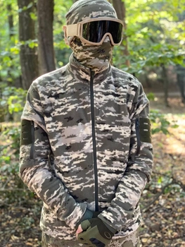 Кофта флисовая мужская военная тактическая с липучками под шевроны ВСУ (ЗСУ) Пиксель 8713 54 размер хаки (SKU_4431800)