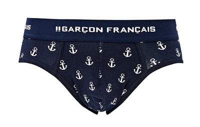Труси сліпи Garcon Francais Slip18 чоловіча білизна бавовняна комфортна M Bleu ancres (3701195814683)