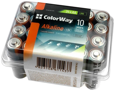 Батарейки ColorWay Alkaline Power щелочные AA 24 шт plastic box (CW-BALR06-24PB)